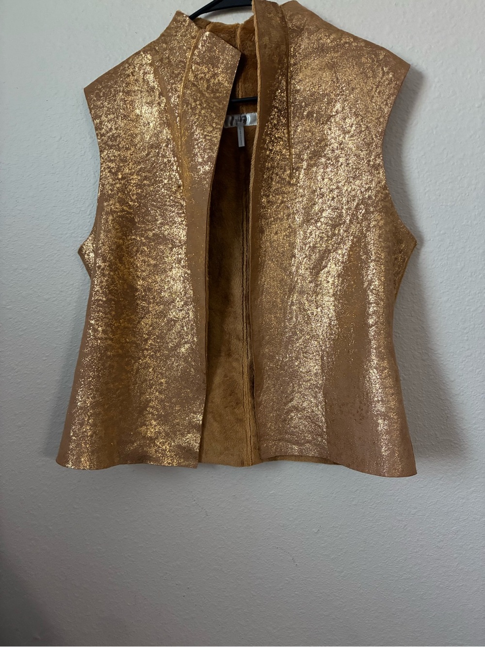 Metallic Gold Sleeveless Coat - Brand Metro 7